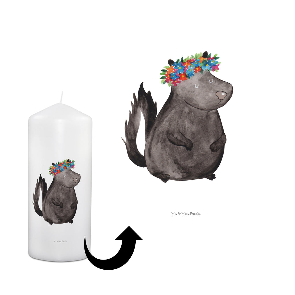 Kerze Stinktier Blumenmaedchen Kerze, Taufkerze, Kommunionskerze, Geburtstagskerze, Geschenk Kerze, Taufgeschenk Kerze, Kerze mit Druck, Besondere Kerze, Geschenkidee Kerze, Kerze für Kommunion, Geburtstag Kerze, Kommunion Kerze, Stinktier, Skunk, Wildtier, Raubtier, Stinker, Stinki, Yoga, Namaste, Lebe, Liebe, Lache