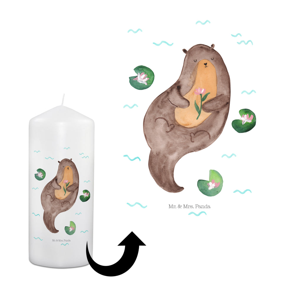 Kerze Otter mit Seerose Kerze, Taufkerze, Kommunionskerze, Geburtstagskerze, Geschenk Kerze, Taufgeschenk Kerze, Kerze mit Druck, Besondere Kerze, Geschenkidee Kerze, Kerze für Kommunion, Geburtstag Kerze, Kommunion Kerze, Otter, Fischotter, Seeotter, Otter Seeotter See Otter