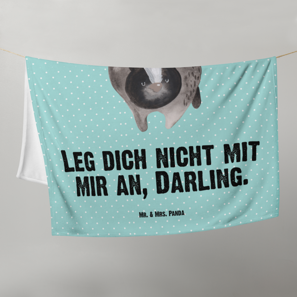 Babydecke Stinktier Angriff Babydecke, Babygeschenk, Geschenk Geburt, Babyecke Kuscheldecke, Krabbeldecke, Stinktier, Skunk, Wildtier, Raubtier, Stinker, Stinki, wütend, Drohung