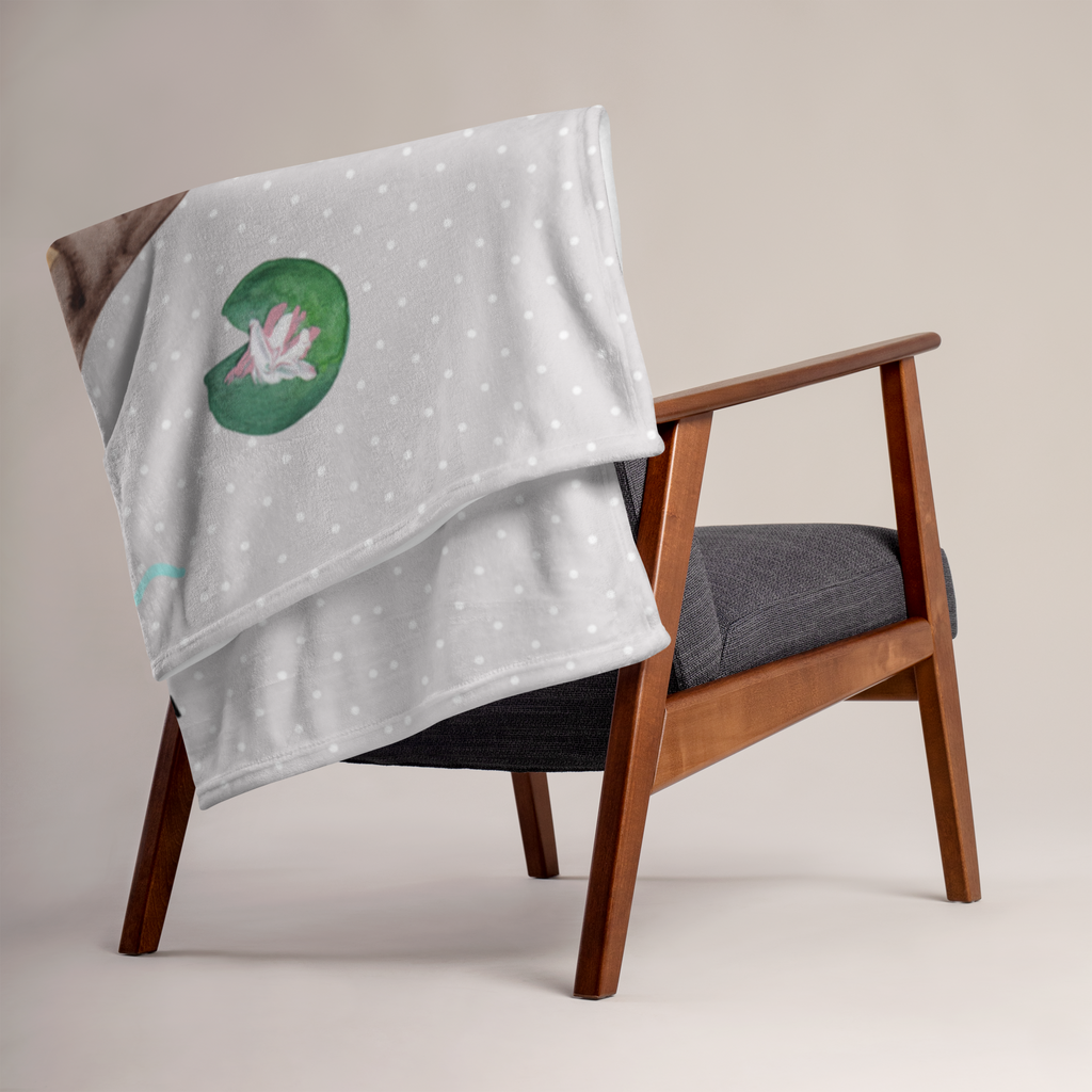 Babydecke Otter mit Seerose Babydecke, Babygeschenk, Geschenk Geburt, Babyecke Kuscheldecke, Krabbeldecke, Otter, Fischotter, Seeotter, Otter Seeotter See Otter