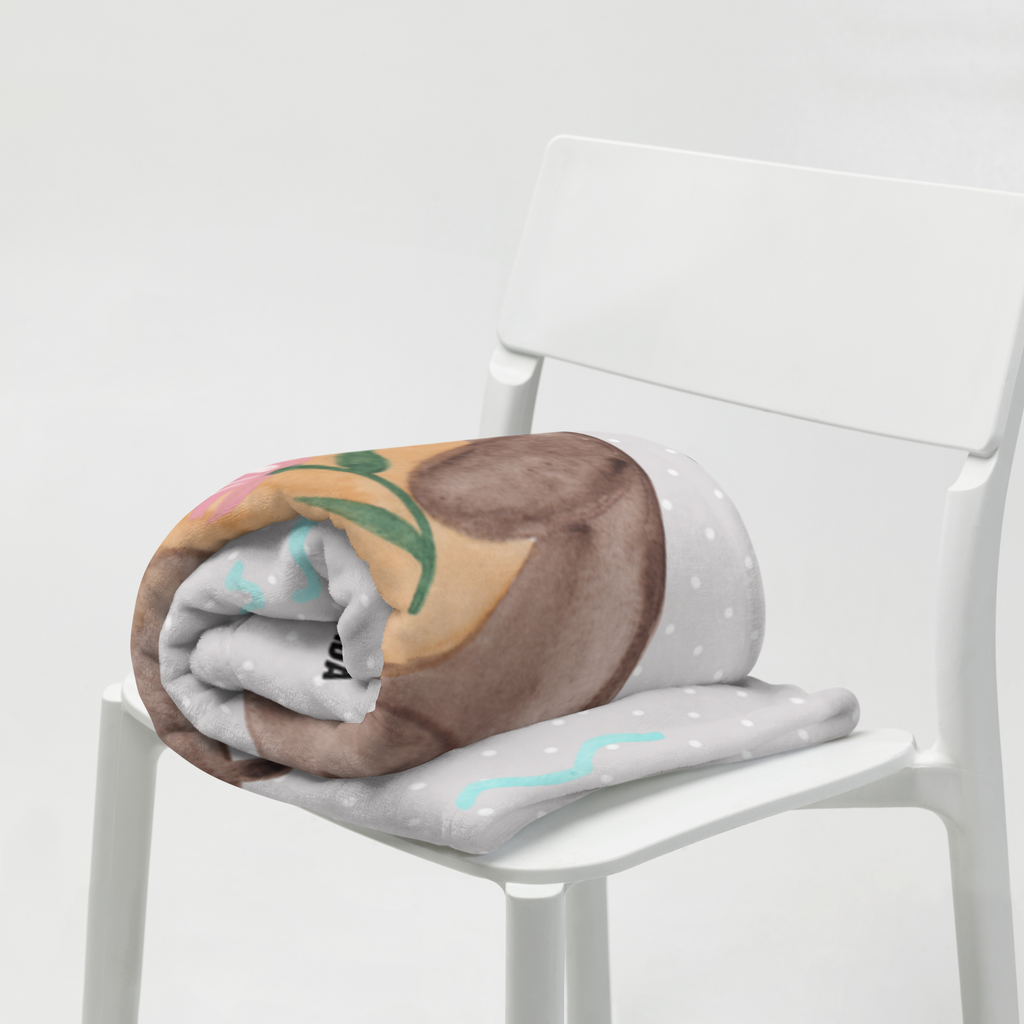 Babydecke Otter mit Seerose Babydecke, Babygeschenk, Geschenk Geburt, Babyecke Kuscheldecke, Krabbeldecke, Otter, Fischotter, Seeotter, Otter Seeotter See Otter