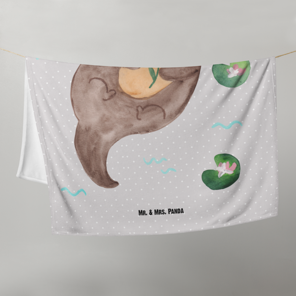 Babydecke Otter mit Seerose Babydecke, Babygeschenk, Geschenk Geburt, Babyecke Kuscheldecke, Krabbeldecke, Otter, Fischotter, Seeotter, Otter Seeotter See Otter