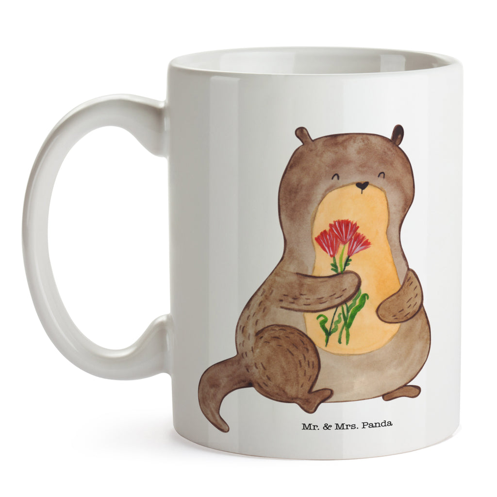 Tasse Otter Blumenstrauß Otter Seeotter See Otter Becher, Kaffeetasse, Kaffeebecher, Tee, Frühstück, Büro  Otter,  Fischotter,  Seeotter