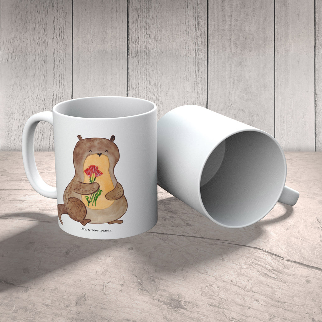Tasse Otter Blumenstrauß Otter Seeotter See Otter Becher, Kaffeetasse, Kaffeebecher, Tee, Frühstück, Büro  Otter,  Fischotter,  Seeotter