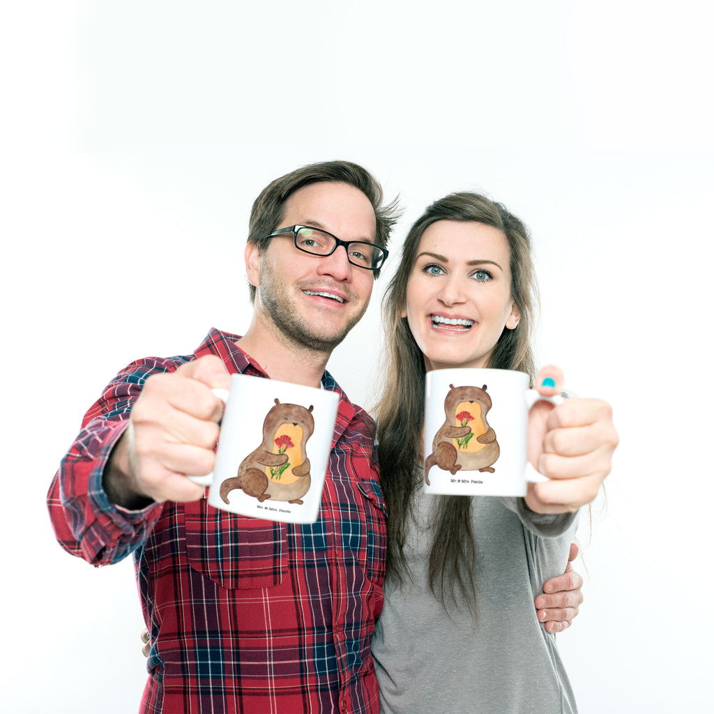 Tasse Otter Blumenstrauß Otter Seeotter See Otter Becher, Kaffeetasse, Kaffeebecher, Tee, Frühstück, Büro  Otter,  Fischotter,  Seeotter