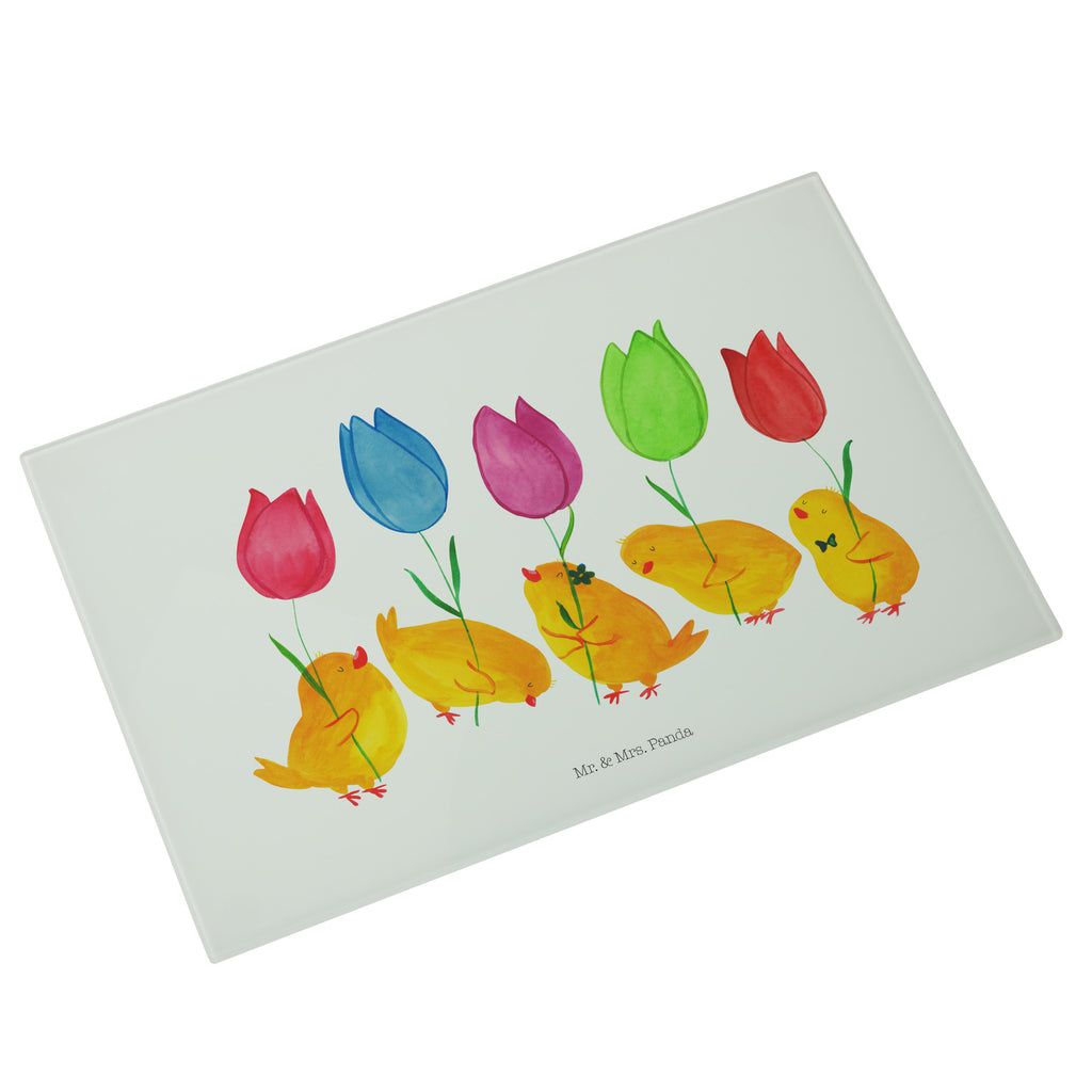 Medium Glas Schneidbrett Küken Parade Glasschneidebrett, Schneidebrett, Ostern, Osterhase, Ostergeschenke, Osternest, Osterdeko, Geschenk zu Ostern, Küken, Parade, Tulpen, Frohe Ostern, Ostergrüße, Blumen