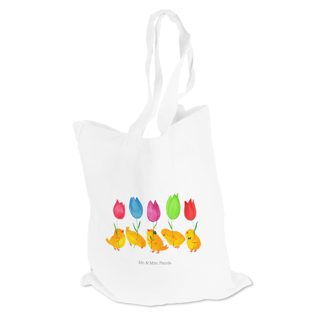 Tragetasche Küken Parade Beuteltasche, Beutel, Einkaufstasche, Jutebeutel, Stoffbeutel, Ostern, Osterhase, Ostergeschenke, Osternest, Osterdeko, Geschenk zu Ostern, Küken, Parade, Tulpen, Frohe Ostern, Ostergrüße, Blumen