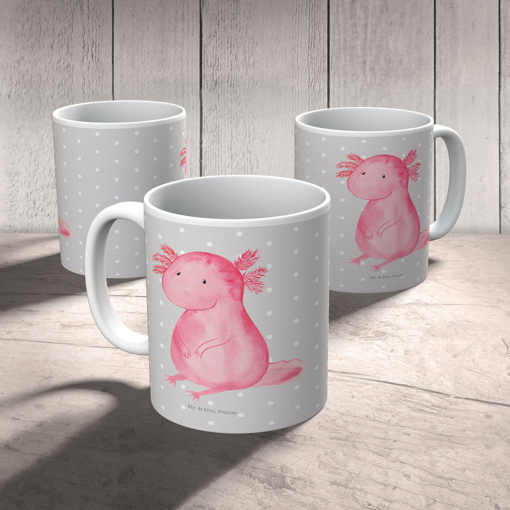 Tasse Axolotl Axolotl, Axolot, vergnügt, fröhlich, zufrieden, Lebensstil, Weisheit, Lebensweisheit, Liebe, Freundin Becher, Kaffeetasse, Kaffeebecher, Tee, Frühstück, Büro  Axolotl, Molch