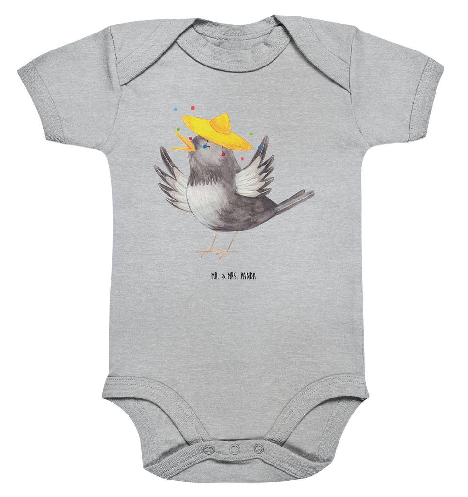 Organic Baby Body Rabe mit Sombrero Babykleidung, Babystrampler, Strampler, Wickelbody, Baby Erstausstattung, Junge, Mädchen, Tiermotive, Gute Laune, lustige Sprüche, Tiere, Rabe, Vogel, Vögel, Spruch positiv, fröhlich sein, glücklich sein, Glück Spruch, froh, Elster, Motivation