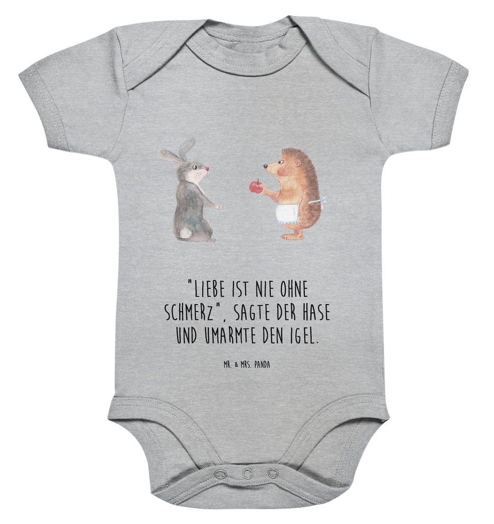 Organic Baby Body Liebe ist nie ohne Schmerz Babykleidung, Babystrampler, Strampler, Wickelbody, Baby Erstausstattung, Junge, Mädchen, Tiermotive, Gute Laune, lustige Sprüche, Tiere, Igel und Hase, Igel, Hase, Liebe Spruch, Liebeskummer Geschenk, Herzschmerz, Trösten, Trennungsschmerz, Spruch romantisch
