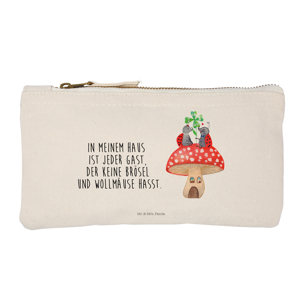 Schminktasche Marienkäfer Paar Fliegenpilz Schminktasche, Kosmetiktasche, Kosmetikbeutel, Stiftemäppchen, Etui, Federmappe, Makeup, XXL, Schminketui, Kosmetiketui, Schlamperetui, Tiermotive, Gute Laune, lustige Sprüche, Tiere, Haus, Wohnung, zuhause, Fliegenpilz, Marienkäfer, Fleigenpilzhaus