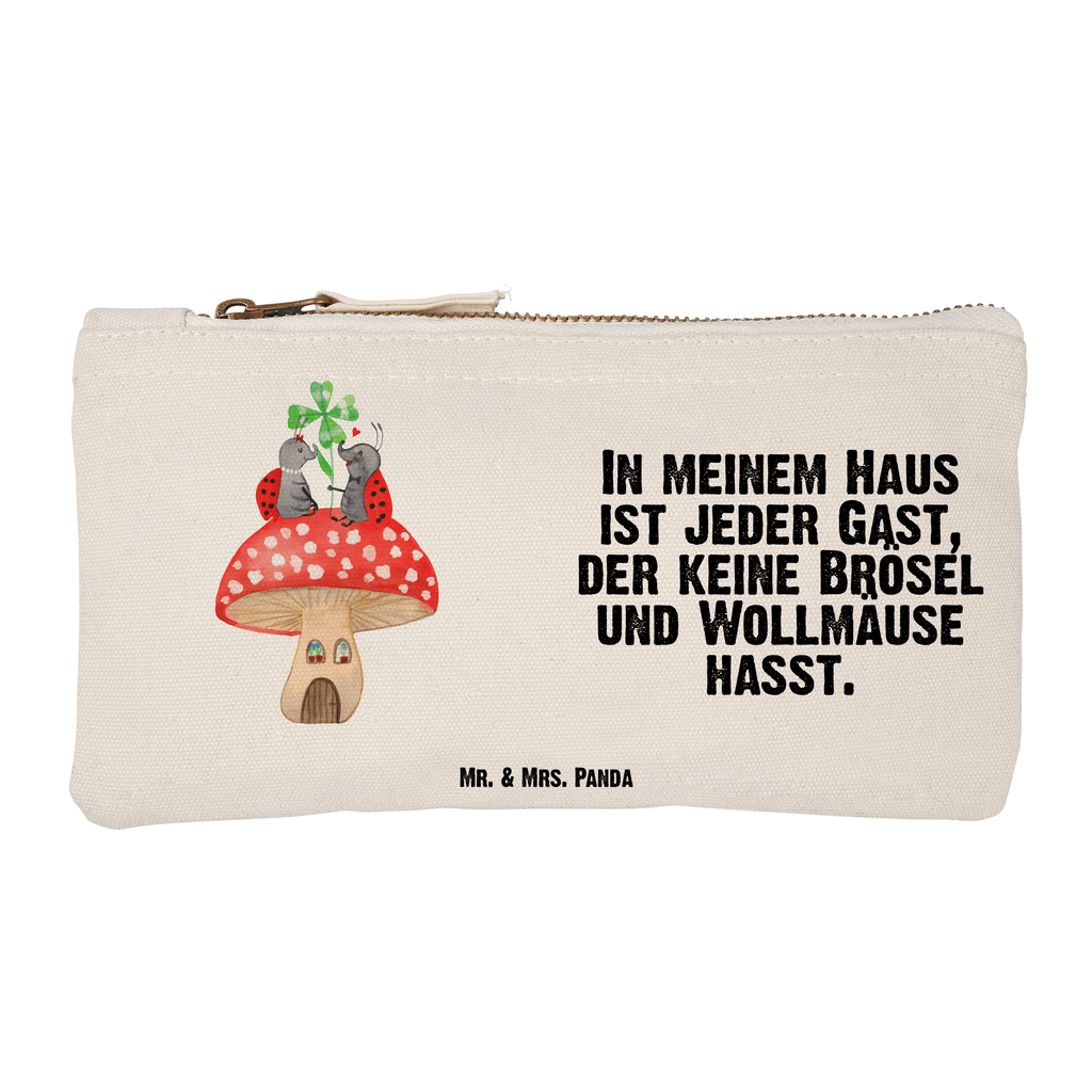Schminktasche Marienkäfer Paar Fliegenpilz Schminktasche, Kosmetiktasche, Kosmetikbeutel, Stiftemäppchen, Etui, Federmappe, Makeup, XXL, Schminketui, Kosmetiketui, Schlamperetui, Tiermotive, Gute Laune, lustige Sprüche, Tiere, Haus, Wohnung, zuhause, Fliegenpilz, Marienkäfer, Fleigenpilzhaus