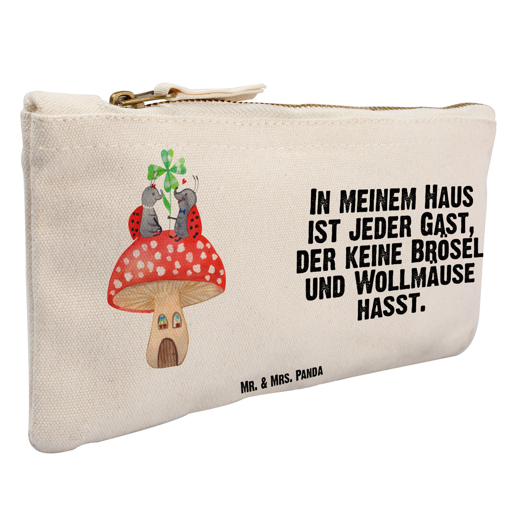 Schminktasche Marienkäfer Paar Fliegenpilz Schminktasche, Kosmetiktasche, Kosmetikbeutel, Stiftemäppchen, Etui, Federmappe, Makeup, XXL, Schminketui, Kosmetiketui, Schlamperetui, Tiermotive, Gute Laune, lustige Sprüche, Tiere, Haus, Wohnung, zuhause, Fliegenpilz, Marienkäfer, Fleigenpilzhaus