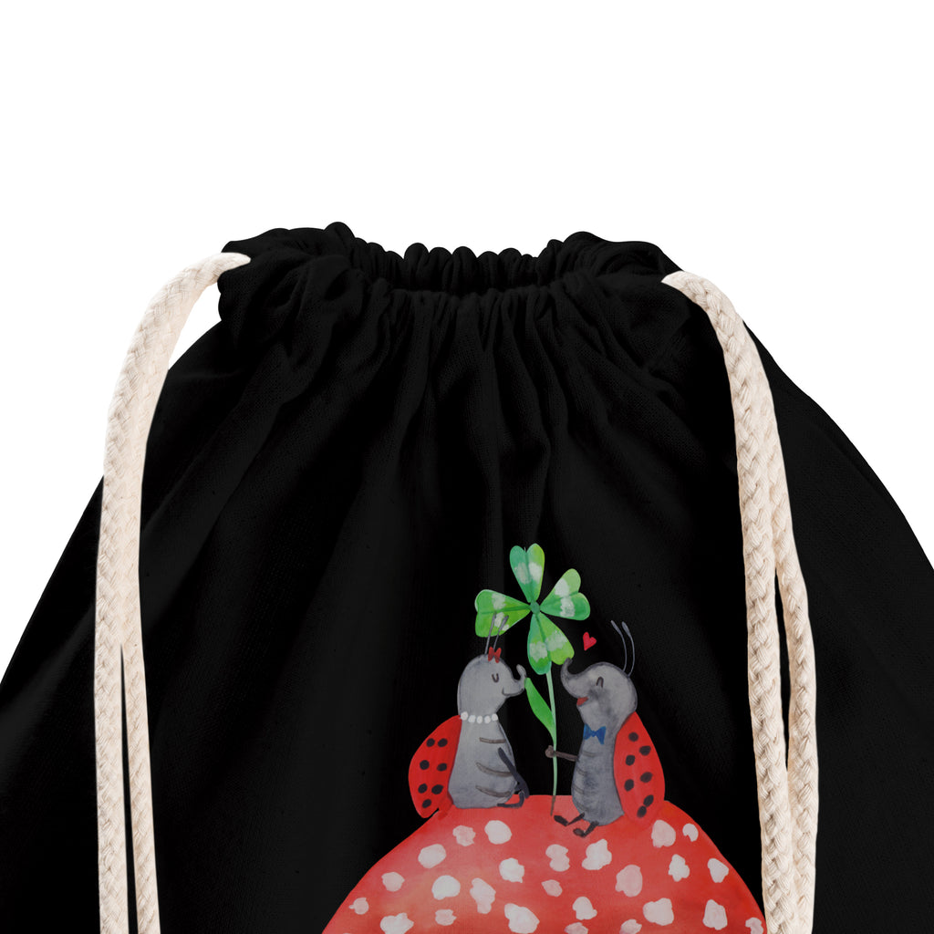 Sportbeutel Marienkäfer Paar Fliegenpilz Turnbeutel, Beutel, Sporttasche, Tasche, Stoffbeutel, Tiermotive, Gute Laune, lustige Sprüche, Tiere, Haus, Wohnung, zuhause, Fliegenpilz, Marienkäfer, Fleigenpilzhaus