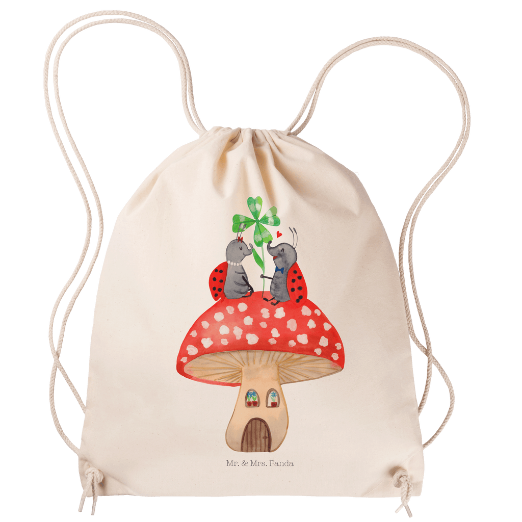 Sportbeutel Marienkäfer Paar Fliegenpilz Turnbeutel, Beutel, Sporttasche, Tasche, Stoffbeutel, Tiermotive, Gute Laune, lustige Sprüche, Tiere, Haus, Wohnung, zuhause, Fliegenpilz, Marienkäfer, Fleigenpilzhaus