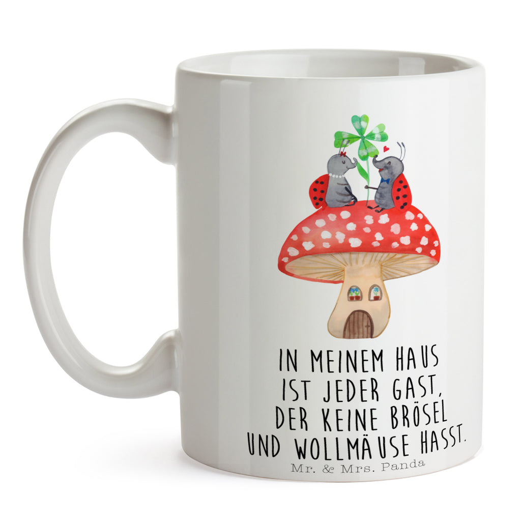 Tasse Marienkäfer Paar Fliegenpilz Haus, Wohnung, zuhause, Fliegenpilz, Marienkäfer, Fleigenpilzhaus Becher, Kaffeetasse, Kaffeebecher, Tee, Frühstück, Büro  süße Tiermotive, gute Laune, lustige Sprüche, Tiere
