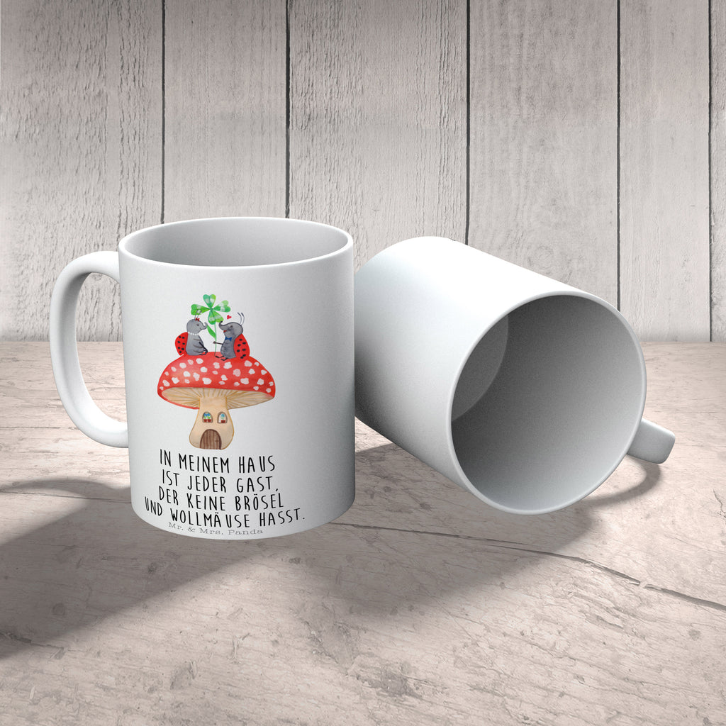 Tasse Marienkäfer Paar Fliegenpilz Haus, Wohnung, zuhause, Fliegenpilz, Marienkäfer, Fleigenpilzhaus Becher, Kaffeetasse, Kaffeebecher, Tee, Frühstück, Büro  süße Tiermotive, gute Laune, lustige Sprüche, Tiere