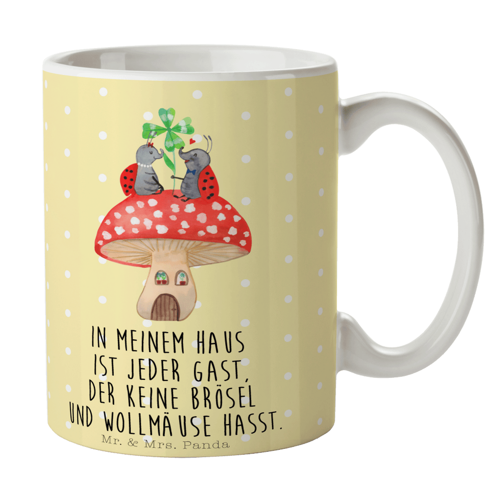 Tasse Marienkäfer Paar Fliegenpilz Haus, Wohnung, zuhause, Fliegenpilz, Marienkäfer, Fleigenpilzhaus Becher, Kaffeetasse, Kaffeebecher, Tee, Frühstück, Büro  süße Tiermotive, gute Laune, lustige Sprüche, Tiere