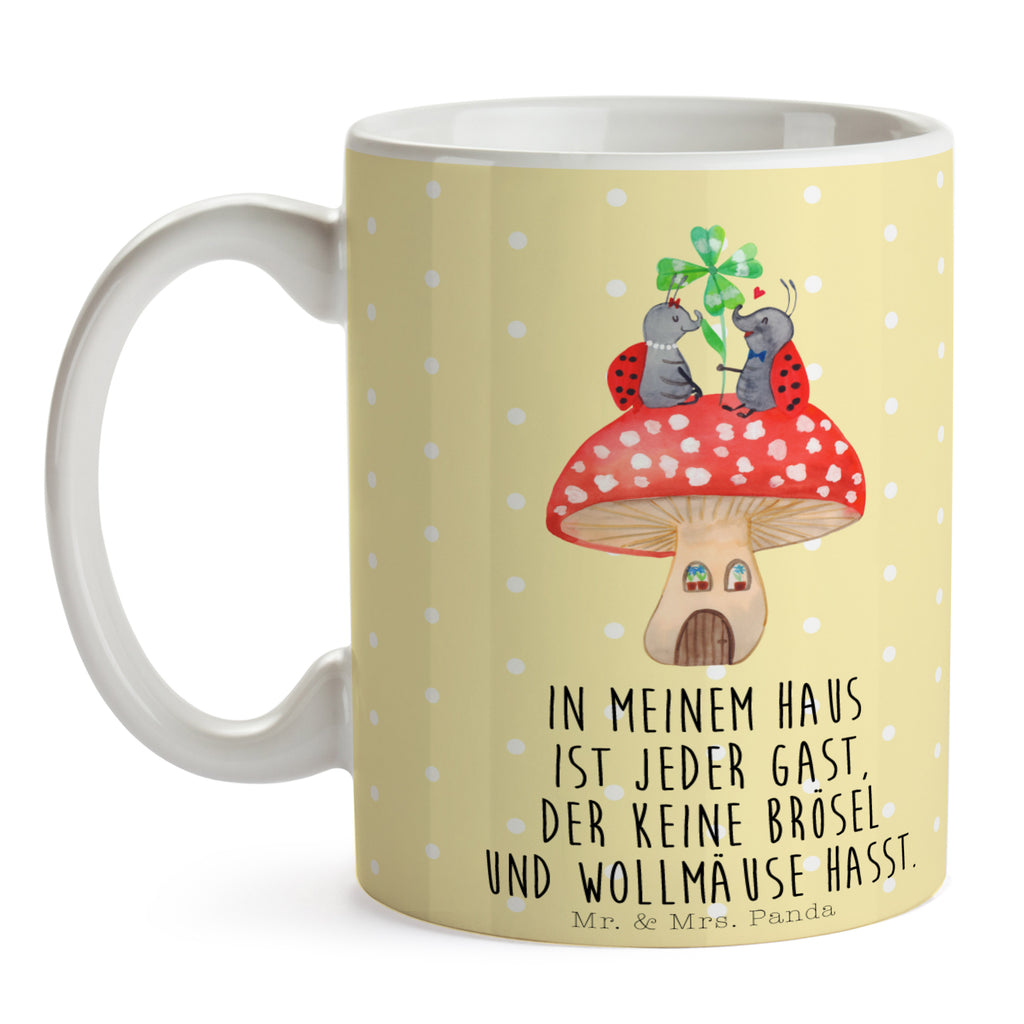 Tasse Marienkäfer Paar Fliegenpilz Haus, Wohnung, zuhause, Fliegenpilz, Marienkäfer, Fleigenpilzhaus Becher, Kaffeetasse, Kaffeebecher, Tee, Frühstück, Büro  süße Tiermotive, gute Laune, lustige Sprüche, Tiere