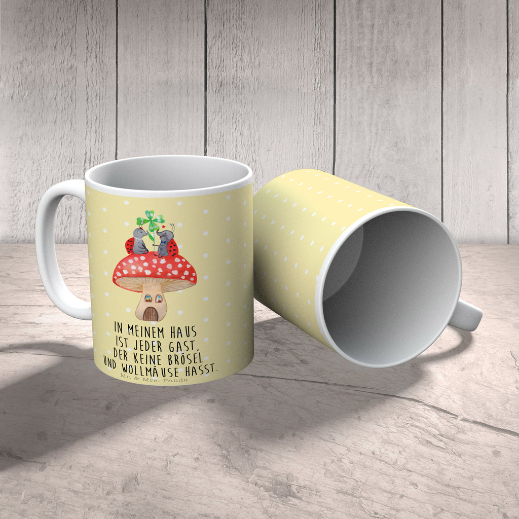 Tasse Marienkäfer Paar Fliegenpilz Haus, Wohnung, zuhause, Fliegenpilz, Marienkäfer, Fleigenpilzhaus Becher, Kaffeetasse, Kaffeebecher, Tee, Frühstück, Büro  süße Tiermotive, gute Laune, lustige Sprüche, Tiere