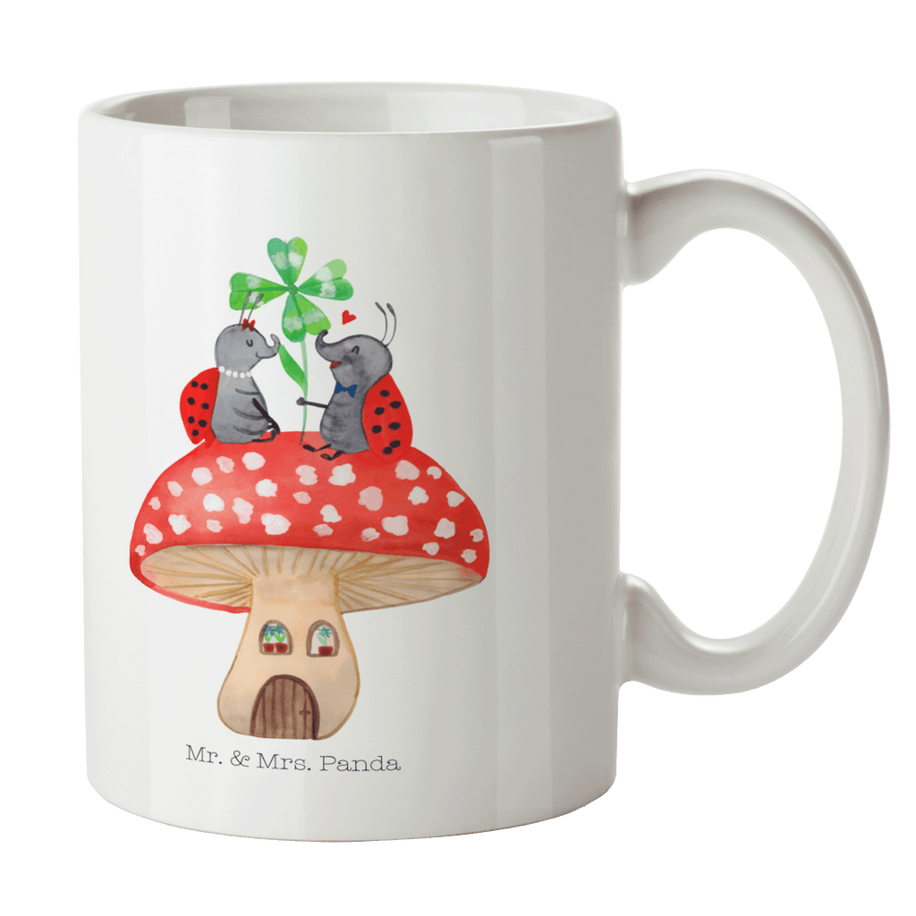 Tasse Marienkäfer Paar Fliegenpilz Haus, Wohnung, zuhause, Fliegenpilz, Marienkäfer, Fleigenpilzhaus Becher, Kaffeetasse, Kaffeebecher, Tee, Frühstück, Büro  süße Tiermotive, gute Laune, lustige Sprüche, Tiere