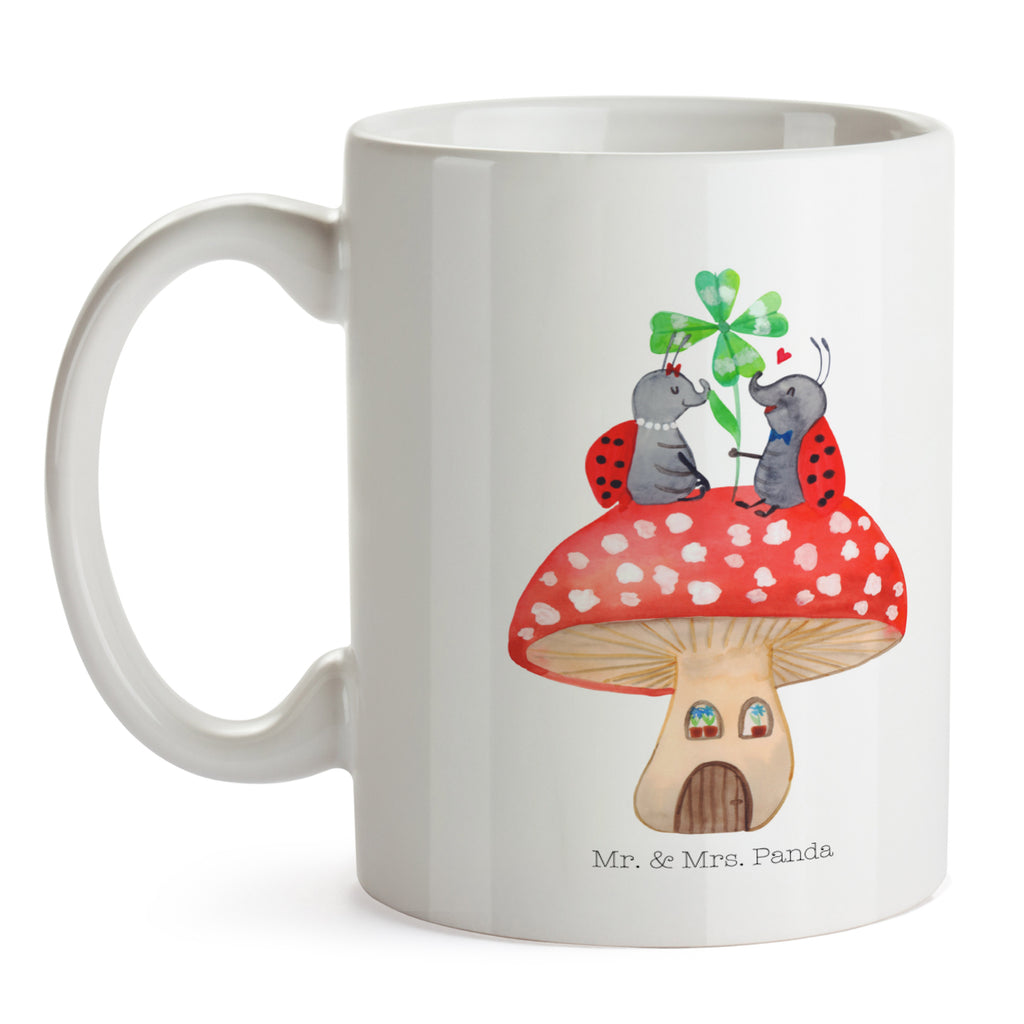 Tasse Marienkäfer Paar Fliegenpilz Haus, Wohnung, zuhause, Fliegenpilz, Marienkäfer, Fleigenpilzhaus Becher, Kaffeetasse, Kaffeebecher, Tee, Frühstück, Büro  süße Tiermotive, gute Laune, lustige Sprüche, Tiere