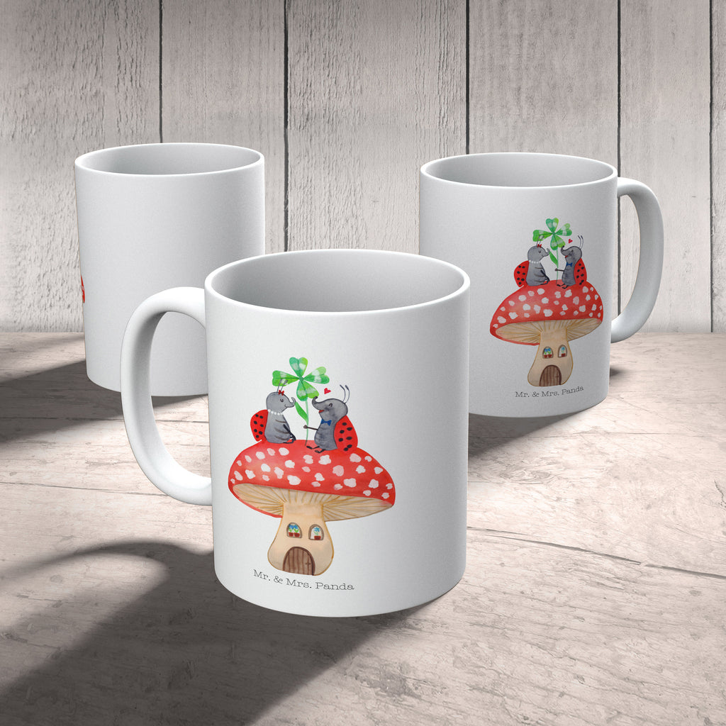 Tasse Marienkäfer Paar Fliegenpilz Haus, Wohnung, zuhause, Fliegenpilz, Marienkäfer, Fleigenpilzhaus Becher, Kaffeetasse, Kaffeebecher, Tee, Frühstück, Büro  süße Tiermotive, gute Laune, lustige Sprüche, Tiere