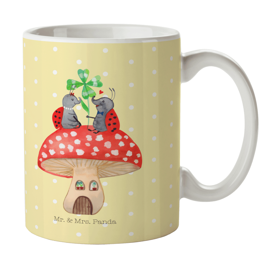 Tasse Marienkäfer Paar Fliegenpilz Haus, Wohnung, zuhause, Fliegenpilz, Marienkäfer, Fleigenpilzhaus Becher, Kaffeetasse, Kaffeebecher, Tee, Frühstück, Büro  süße Tiermotive, gute Laune, lustige Sprüche, Tiere