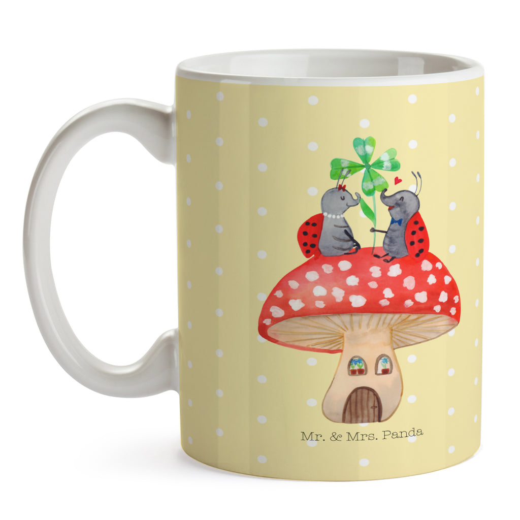 Tasse Marienkäfer Paar Fliegenpilz Haus, Wohnung, zuhause, Fliegenpilz, Marienkäfer, Fleigenpilzhaus Becher, Kaffeetasse, Kaffeebecher, Tee, Frühstück, Büro  süße Tiermotive, gute Laune, lustige Sprüche, Tiere