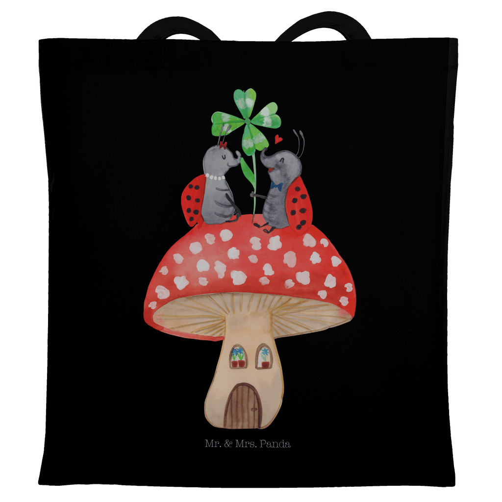 Tragetasche Marienkäfer Paar Fliegenpilz Beuteltasche, Beutel, Einkaufstasche, Jutebeutel, Stoffbeutel, Tiermotive, Gute Laune, lustige Sprüche, Tiere, Haus, Wohnung, zuhause, Fliegenpilz, Marienkäfer, Fleigenpilzhaus