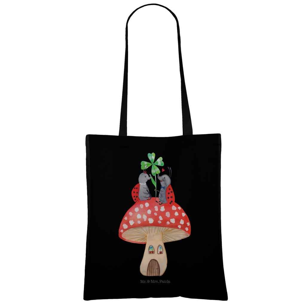 Tragetasche Marienkäfer Paar Fliegenpilz Beuteltasche, Beutel, Einkaufstasche, Jutebeutel, Stoffbeutel, Tiermotive, Gute Laune, lustige Sprüche, Tiere, Haus, Wohnung, zuhause, Fliegenpilz, Marienkäfer, Fleigenpilzhaus