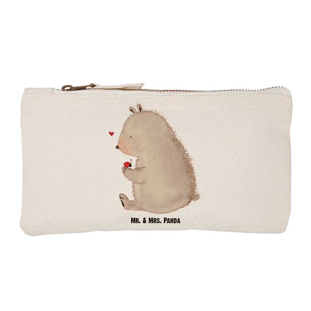 Schminktasche Bär mit Marienkäfer Schminktasche, Kosmetiktasche, Kosmetikbeutel, Stiftemäppchen, Etui, Federmappe, Makeup, XXL, Schminketui, Kosmetiketui, Schlamperetui, Bär, Teddy, Teddybär, Marienkäfer, Liebe, Freiheit, Motivation, Das Leben ist schön