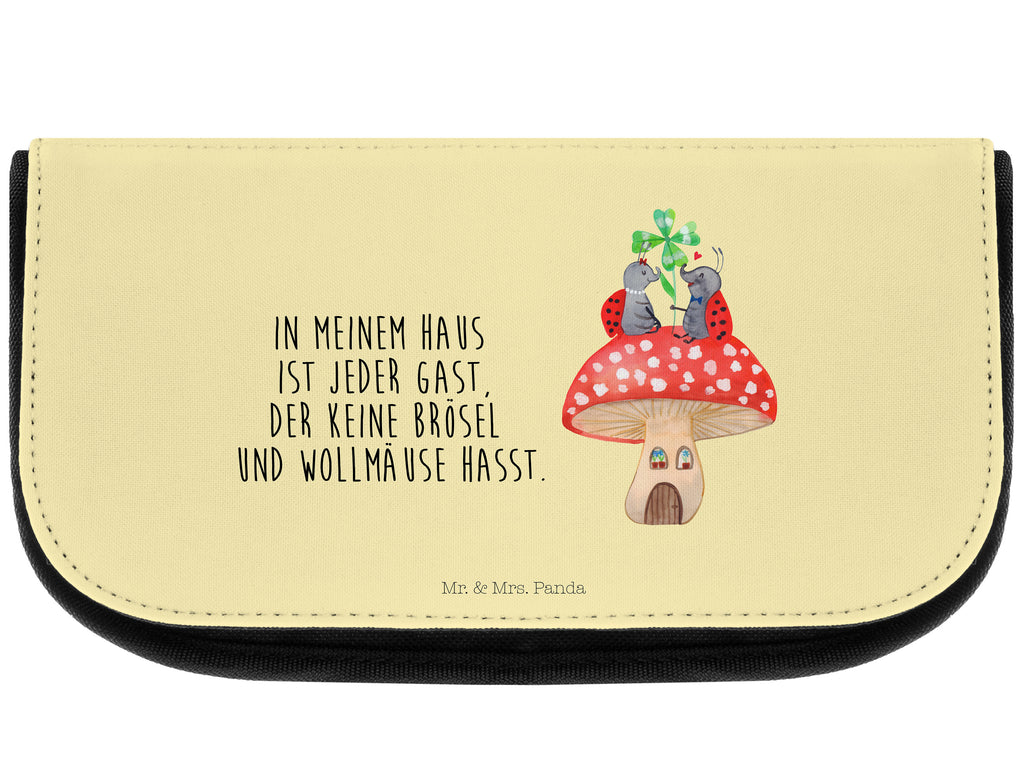 Kosmetiktasche Marienkäfer Paar Fliegenpilz Kosmetikbeutel, Kulturtasche, Kulturbeutel, Schminktasche, Make-Up Tasche, Tiermotive, Gute Laune, lustige Sprüche, Tiere, Haus, Wohnung, zuhause, Fliegenpilz, Marienkäfer, Fleigenpilzhaus