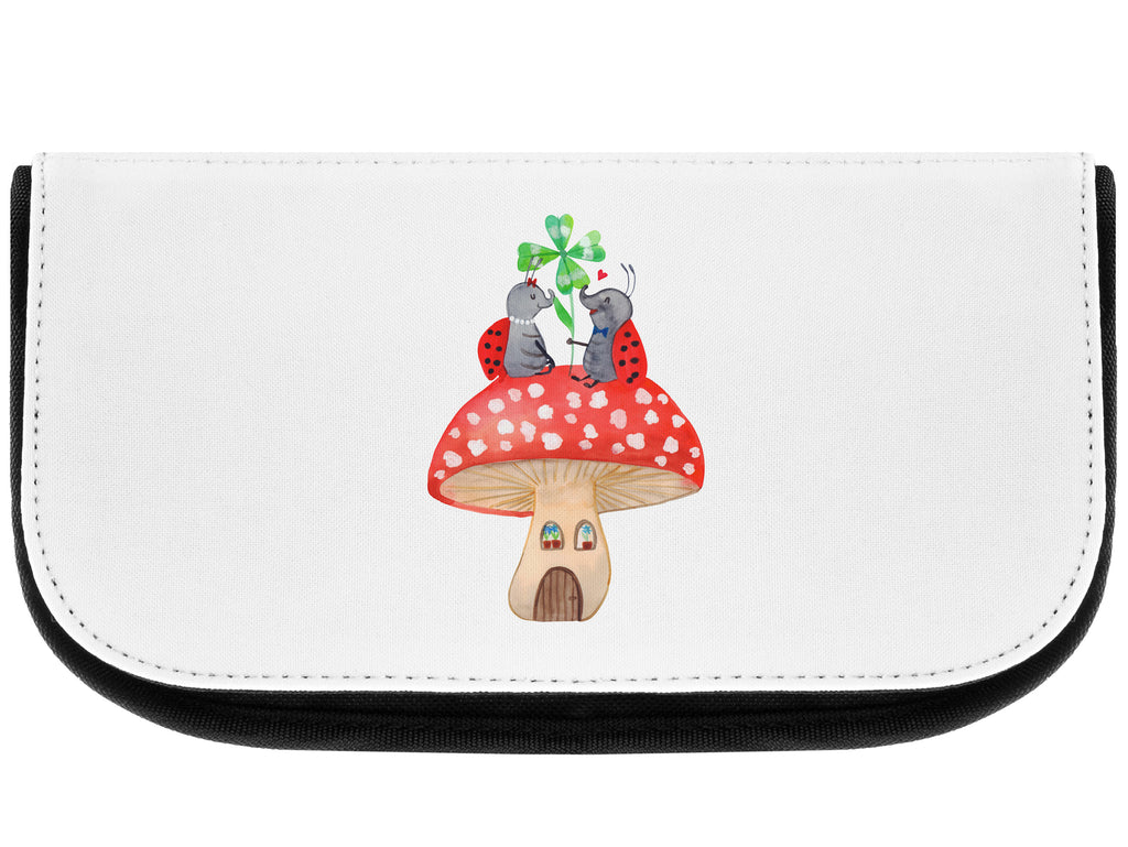 Kosmetiktasche Marienkäfer Paar Fliegenpilz Kosmetikbeutel, Kulturtasche, Kulturbeutel, Schminktasche, Make-Up Tasche, Tiermotive, Gute Laune, lustige Sprüche, Tiere, Haus, Wohnung, zuhause, Fliegenpilz, Marienkäfer, Fleigenpilzhaus