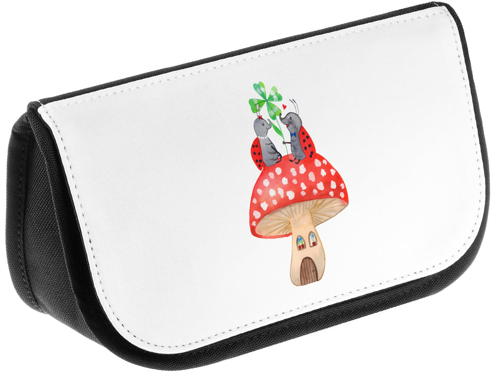 Kosmetiktasche Marienkäfer Paar Fliegenpilz Kosmetikbeutel, Kulturtasche, Kulturbeutel, Schminktasche, Make-Up Tasche, Tiermotive, Gute Laune, lustige Sprüche, Tiere, Haus, Wohnung, zuhause, Fliegenpilz, Marienkäfer, Fleigenpilzhaus