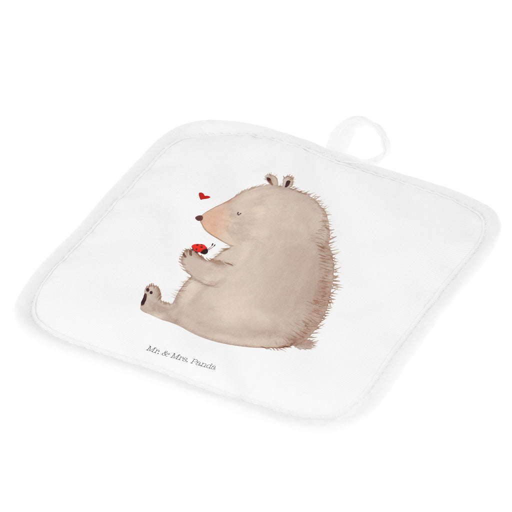 2er Set Topflappen  Bär mit Marienkäfer Topflappen, Topfuntersetzer, Ofenhandschuh, Topflappen Set, Topflappen lustig, Topflappen mit Spruch, Bär, Teddy, Teddybär, Marienkäfer, Liebe, Freiheit, Motivation, Das Leben ist schön