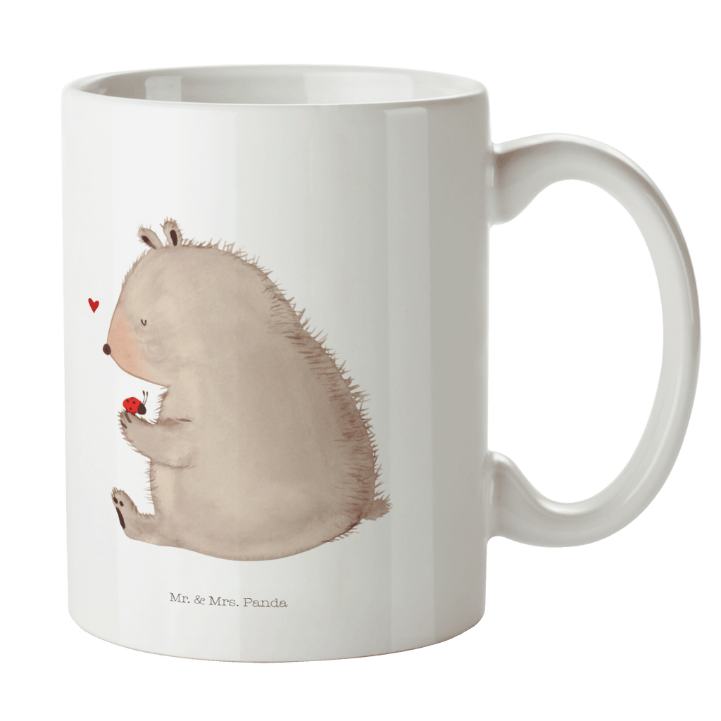 Tasse Bär mit Marienkäfer Bär, Marienkäfer, Liebe, Freiheit, Motivation, Das Leben ist schön Becher, Kaffeetasse, Kaffeebecher, Tee, Frühstück, Büro  Bär, Teddy, Teddybär