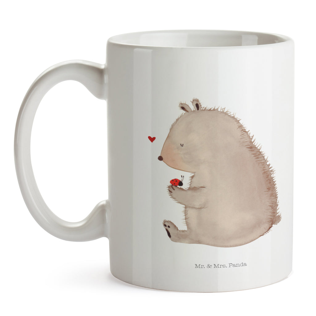 Tasse Bär mit Marienkäfer Bär, Marienkäfer, Liebe, Freiheit, Motivation, Das Leben ist schön Becher, Kaffeetasse, Kaffeebecher, Tee, Frühstück, Büro  Bär, Teddy, Teddybär