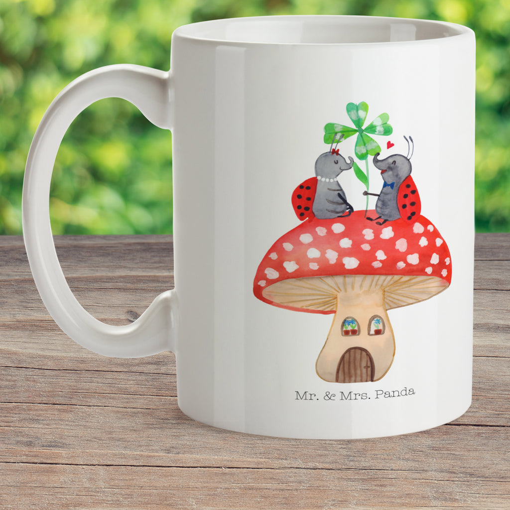 Kindertasse Marienkäfer Paar Fliegenpilz Kunststoff Tasse, Kindergarten, Tasse, Trinkbecher, Camping Becher, Kaffeetasse, Kunststoffbecher, Kindergartenbecher, Outdoorgeschirr, Kunststoffgeschirr, Reisebecher, Reisetasse, Kinderbecher, Tiermotive, Gute Laune, lustige Sprüche, Tiere, Haus, Wohnung, zuhause, Fliegenpilz, Marienkäfer, Fleigenpilzhaus