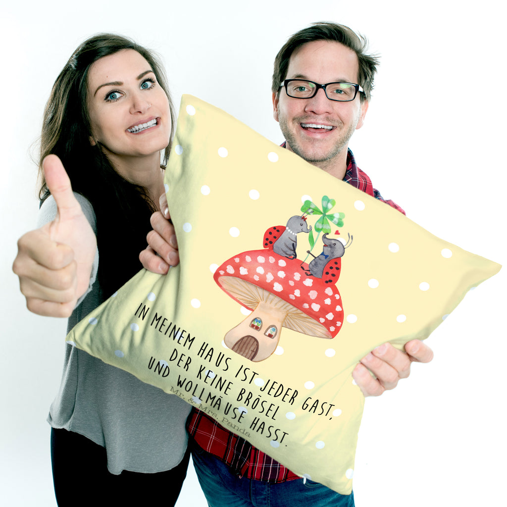 40x40 Kissen Marienkäfer Paar Fliegenpilz Kissenhülle, Kopfkissen, Sofakissen, Dekokissen, Motivkissen, Tiermotive, Gute Laune, lustige Sprüche, Tiere, Haus, Wohnung, zuhause, Fliegenpilz, Marienkäfer, Fleigenpilzhaus