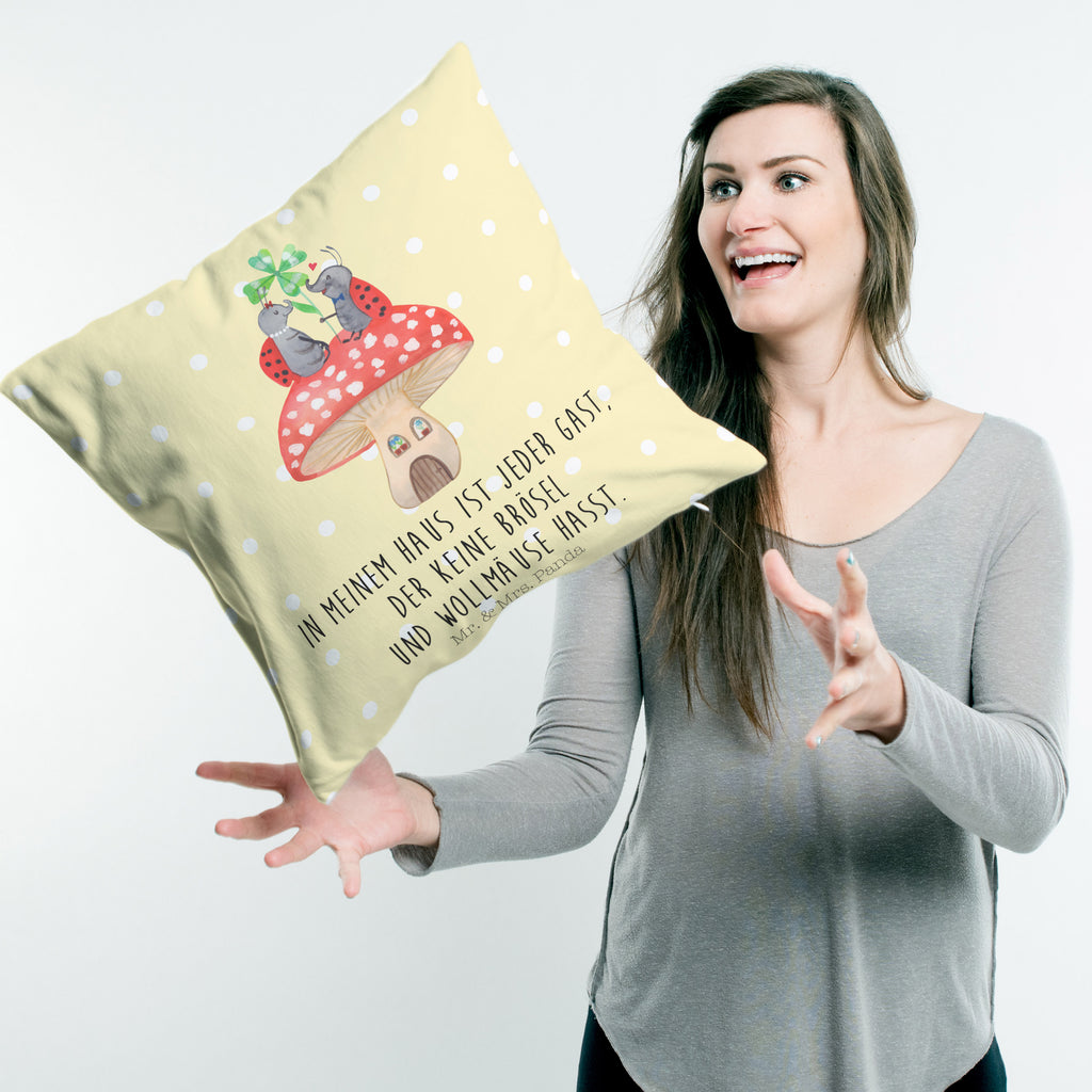 40x40 Kissen Marienkäfer Paar Fliegenpilz Kissenhülle, Kopfkissen, Sofakissen, Dekokissen, Motivkissen, Tiermotive, Gute Laune, lustige Sprüche, Tiere, Haus, Wohnung, zuhause, Fliegenpilz, Marienkäfer, Fleigenpilzhaus