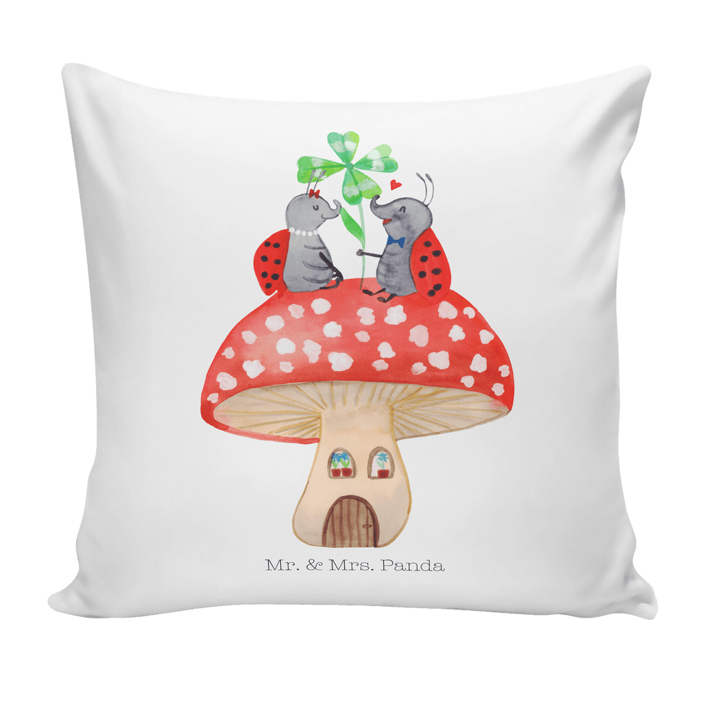 40x40 Kissen Marienkäfer Paar Fliegenpilz Kissenhülle, Kopfkissen, Sofakissen, Dekokissen, Motivkissen, Tiermotive, Gute Laune, lustige Sprüche, Tiere, Haus, Wohnung, zuhause, Fliegenpilz, Marienkäfer, Fleigenpilzhaus