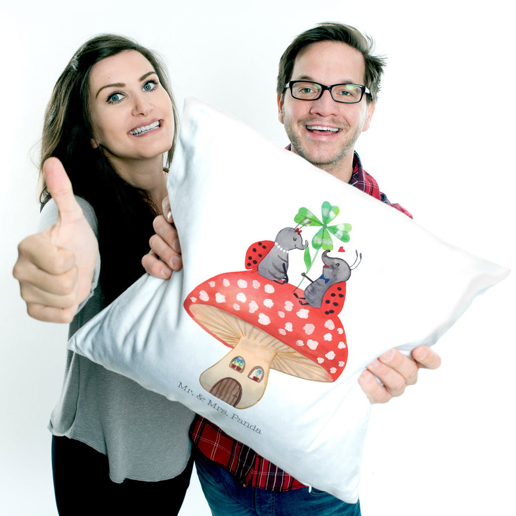 40x40 Kissen Marienkäfer Paar Fliegenpilz Kissenhülle, Kopfkissen, Sofakissen, Dekokissen, Motivkissen, Tiermotive, Gute Laune, lustige Sprüche, Tiere, Haus, Wohnung, zuhause, Fliegenpilz, Marienkäfer, Fleigenpilzhaus