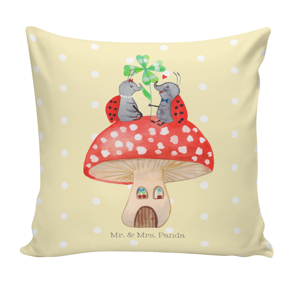 40x40 Kissen Marienkäfer Paar Fliegenpilz Kissenhülle, Kopfkissen, Sofakissen, Dekokissen, Motivkissen, Tiermotive, Gute Laune, lustige Sprüche, Tiere, Haus, Wohnung, zuhause, Fliegenpilz, Marienkäfer, Fleigenpilzhaus