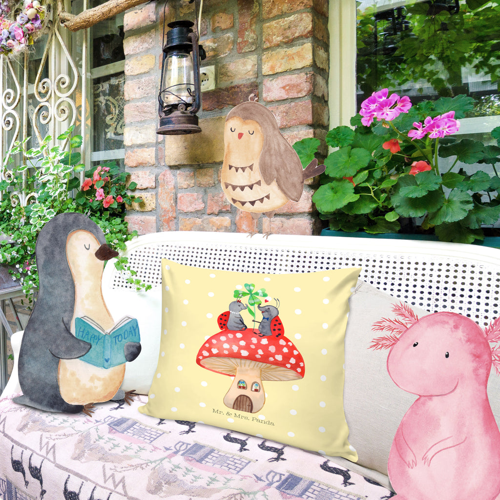 40x40 Kissen Marienkäfer Paar Fliegenpilz Kissenhülle, Kopfkissen, Sofakissen, Dekokissen, Motivkissen, Tiermotive, Gute Laune, lustige Sprüche, Tiere, Haus, Wohnung, zuhause, Fliegenpilz, Marienkäfer, Fleigenpilzhaus