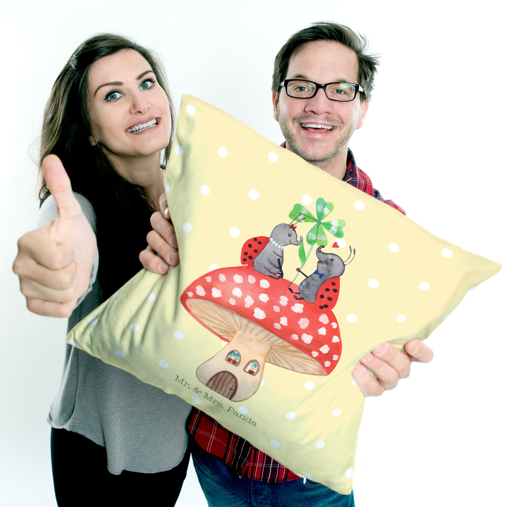 40x40 Kissen Marienkäfer Paar Fliegenpilz Kissenhülle, Kopfkissen, Sofakissen, Dekokissen, Motivkissen, Tiermotive, Gute Laune, lustige Sprüche, Tiere, Haus, Wohnung, zuhause, Fliegenpilz, Marienkäfer, Fleigenpilzhaus