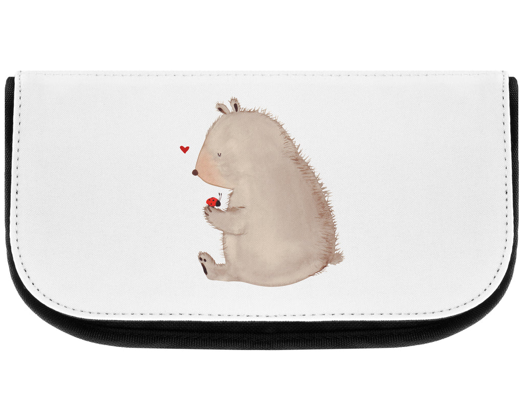 Kosmetiktasche Bär mit Marienkäfer Kosmetikbeutel, Kulturtasche, Kulturbeutel, Schminktasche, Make-Up Tasche, Bär, Teddy, Teddybär, Marienkäfer, Liebe, Freiheit, Motivation, Das Leben ist schön