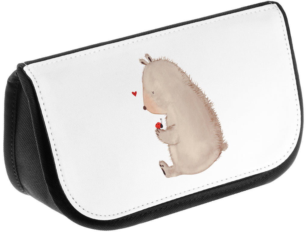 Kosmetiktasche Bär mit Marienkäfer Kosmetikbeutel, Kulturtasche, Kulturbeutel, Schminktasche, Make-Up Tasche, Bär, Teddy, Teddybär, Marienkäfer, Liebe, Freiheit, Motivation, Das Leben ist schön