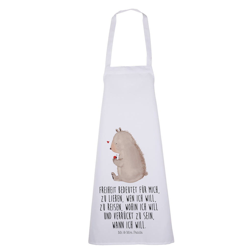 Kochschürze Bär mit Marienkäfer Schürze, Backschürze, Küchenschürze, Grillschürze, Latzschürze, Bär, Teddy, Teddybär, Marienkäfer, Liebe, Freiheit, Motivation, Das Leben ist schön
