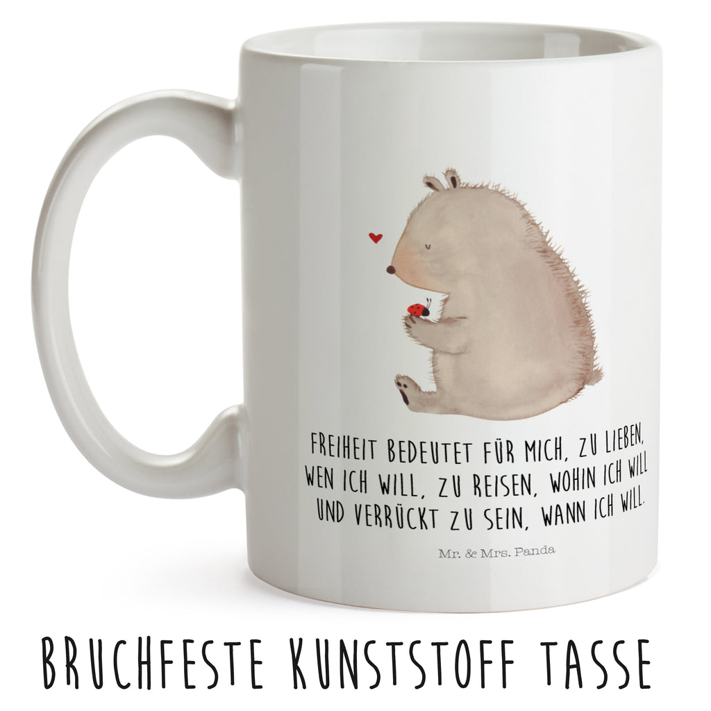 Kindertasse Bär mit Marienkäfer Kunststoff Tasse, Kindergarten, Tasse, Trinkbecher, Camping Becher, Kaffeetasse, Kunststoffbecher, Kindergartenbecher, Outdoorgeschirr, Kunststoffgeschirr, Reisebecher, Reisetasse, Kinderbecher, Bär, Teddy, Teddybär, Marienkäfer, Liebe, Freiheit, Motivation, Das Leben ist schön